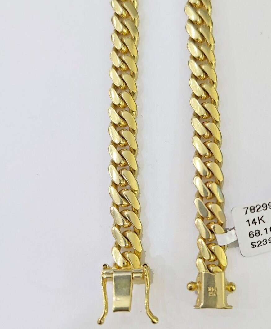 Real 14k Gold Chain 6mm Miami Cuban Link  20" 22" 24" 26" 28 Inch Necklace SOLID