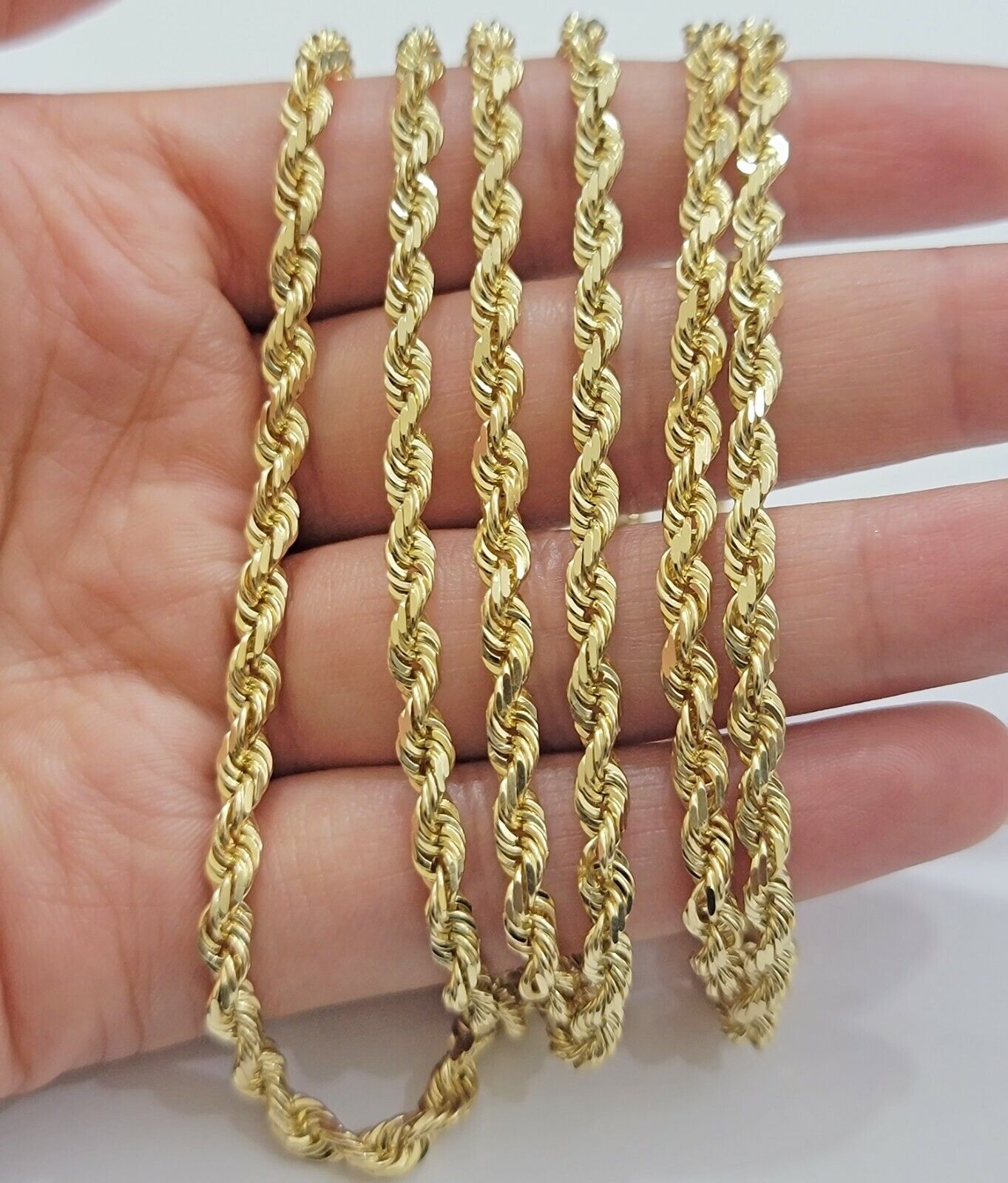 Real 10k Yellow Gold Rope Chain necklace 18 inch - 28 inch SOLID 4mm Mens Women