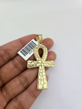 10k Ankh Cross Nugget Charm Pendant Yellow Gold Genuine REAL 10Kt
