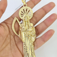 10k Santa Muerte Charm Pendant Mens REAL 10Kt Saint Reaper Yellow Gold