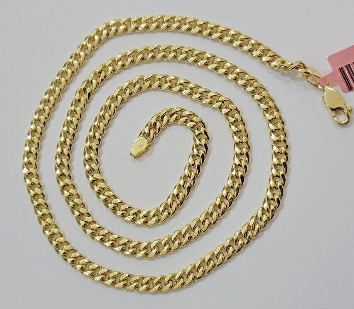 Real 14k Yellow Gold Chain Miami Cuban Link Necklace 24 Inch 5mm 10kt Men Women