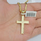 10k Gold Milano Rope Chain Plain Cross Charm Pendant Set 18-24'' Inches Necklace