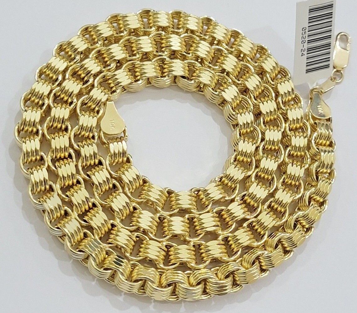 Real 10k Gold Box Byzantine Chain Necklace 20"-28" Inch 4mm 5mm 6mm 7mm 10kt Men