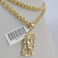 Real 10k Gold Byzantine Necklace Jesus Head Charm SET Chain 18"-30" 3mm Pendant