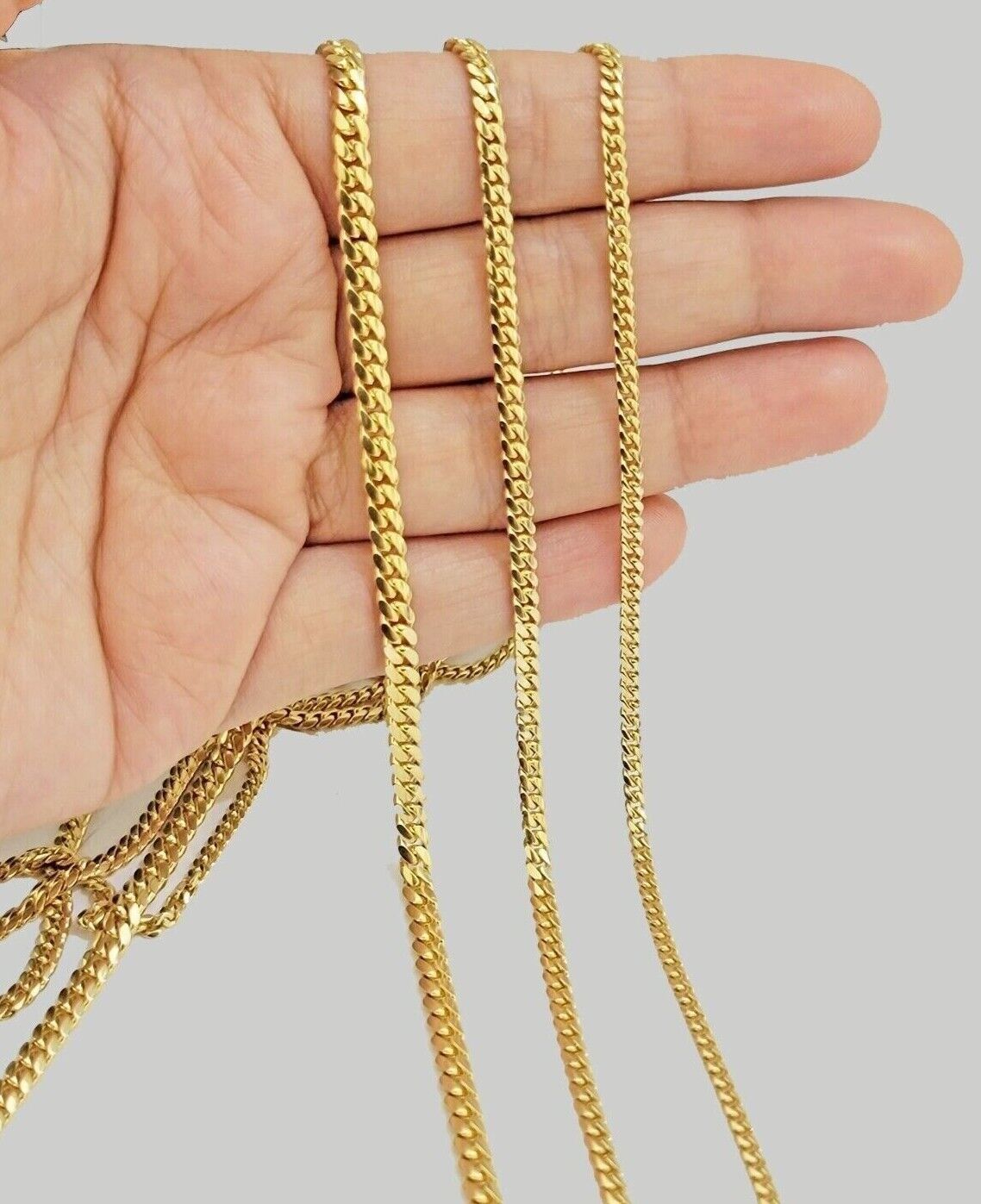 SOLID 18k Gold Miami Cuban Chain Necklace 2.5mm 3.5mm 4mm 18-26 Inches Men Women