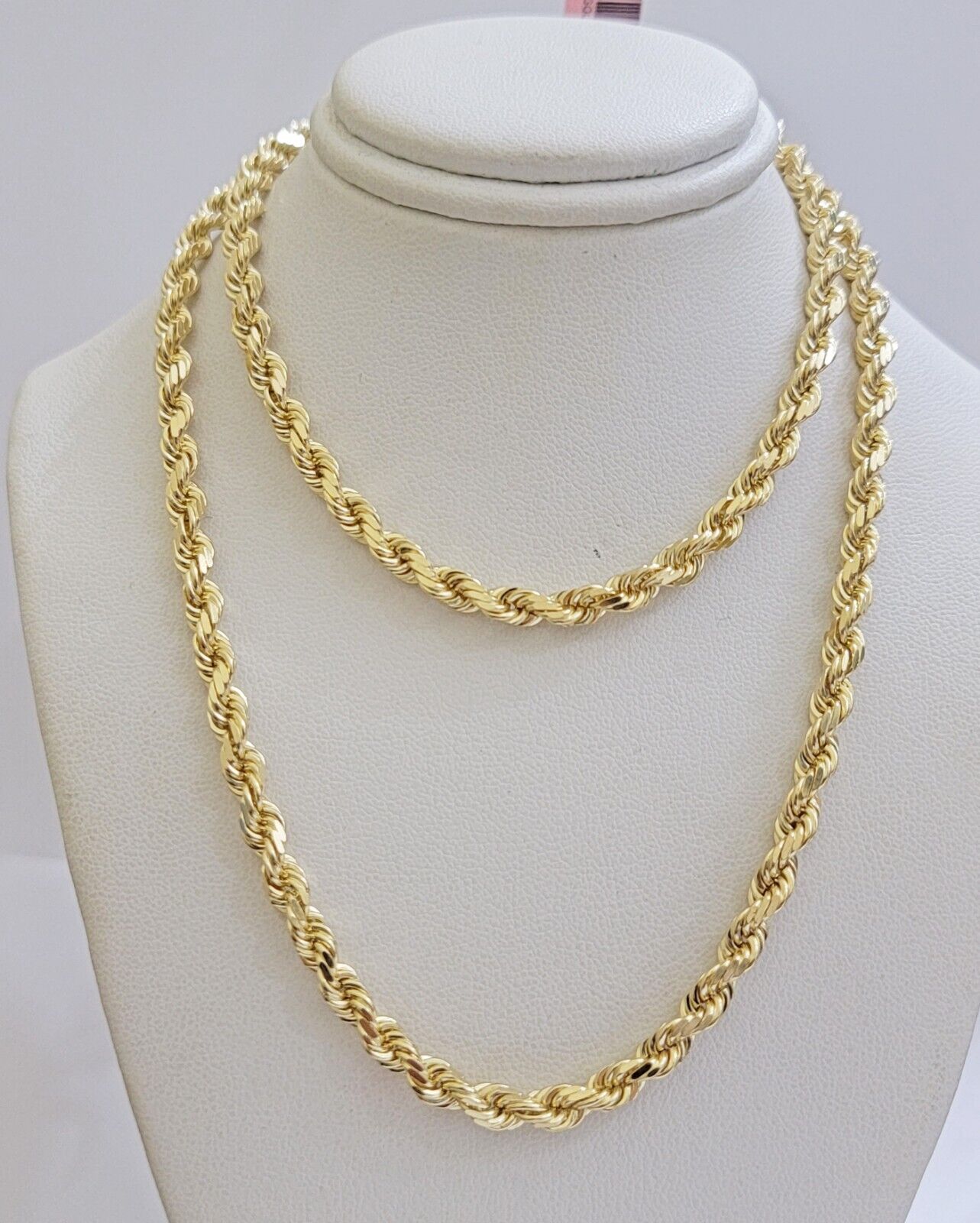 Real 14k Gold Necklace Rope Gold Chain 4mm 28 Inch Diamond Cut SOLID 14kt Mens