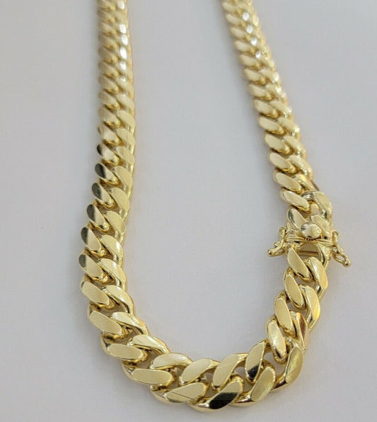 11mm Miami Cuban Link Chain Necklace 10k Yellow Gold 24" 26 Inch Mens SOLID 10kt