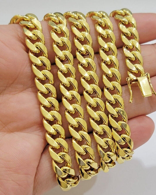 Real 10k Gold Chain Necklace Miami Cuban Link 18"-28" Inch 8mm Box Lock 10kt Men