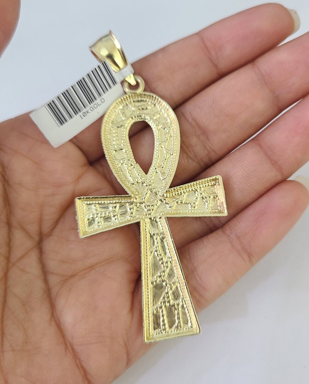 10k Yellow Gold Rope Chain Jesus Cross Charm Pendant 18-30'' Inch 8mm  Necklace