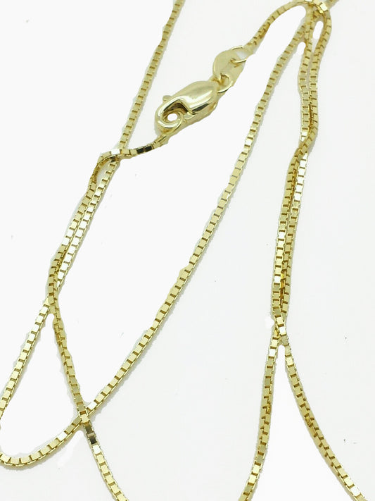 10k Solid Yellow Gold Box Link Necklace Pendant Chain Men Women 16" - 24" .8mm