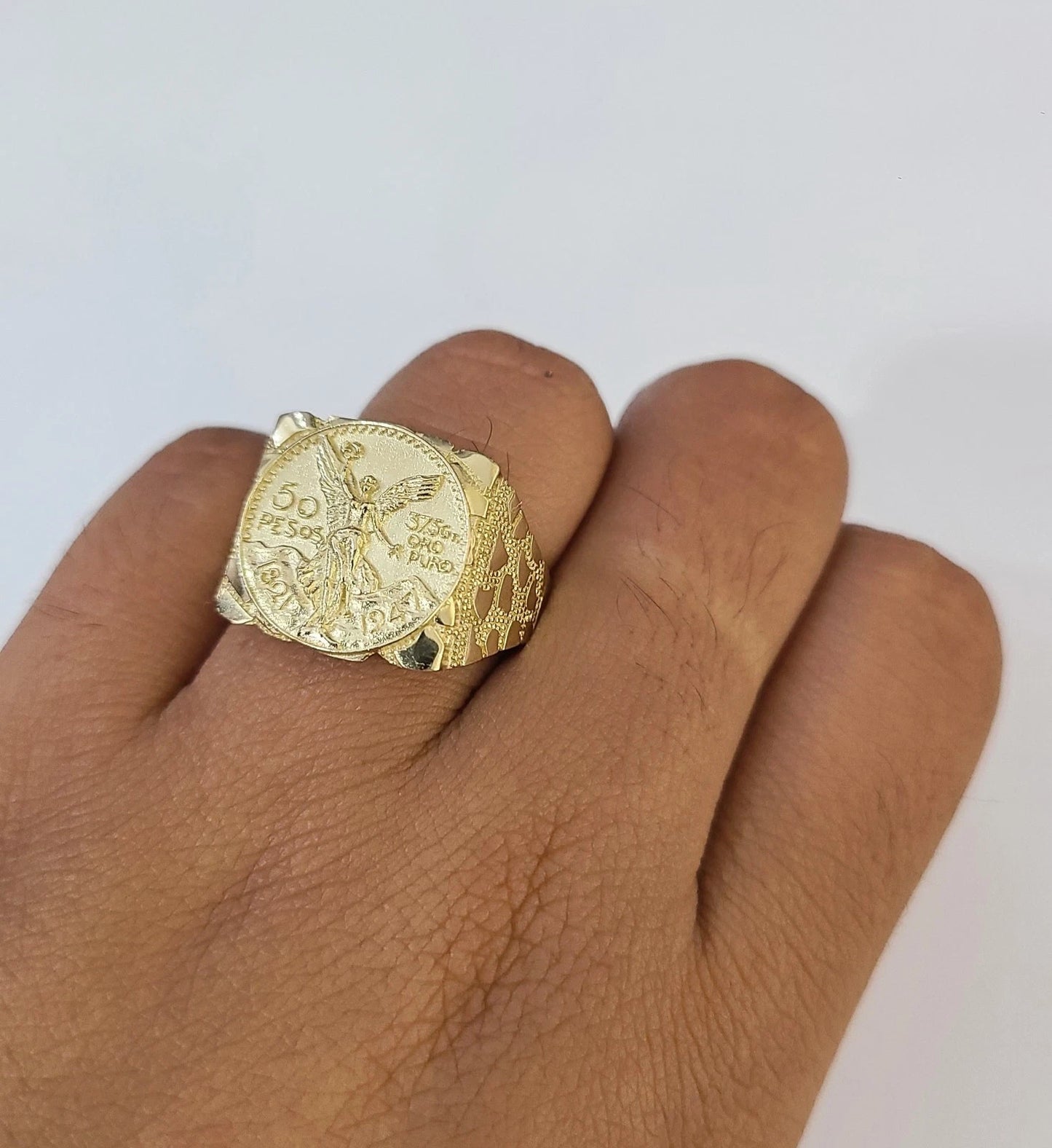 10k 50 Pesos Coin Centenario Ring Yellow Gold Men Women Real Genuine