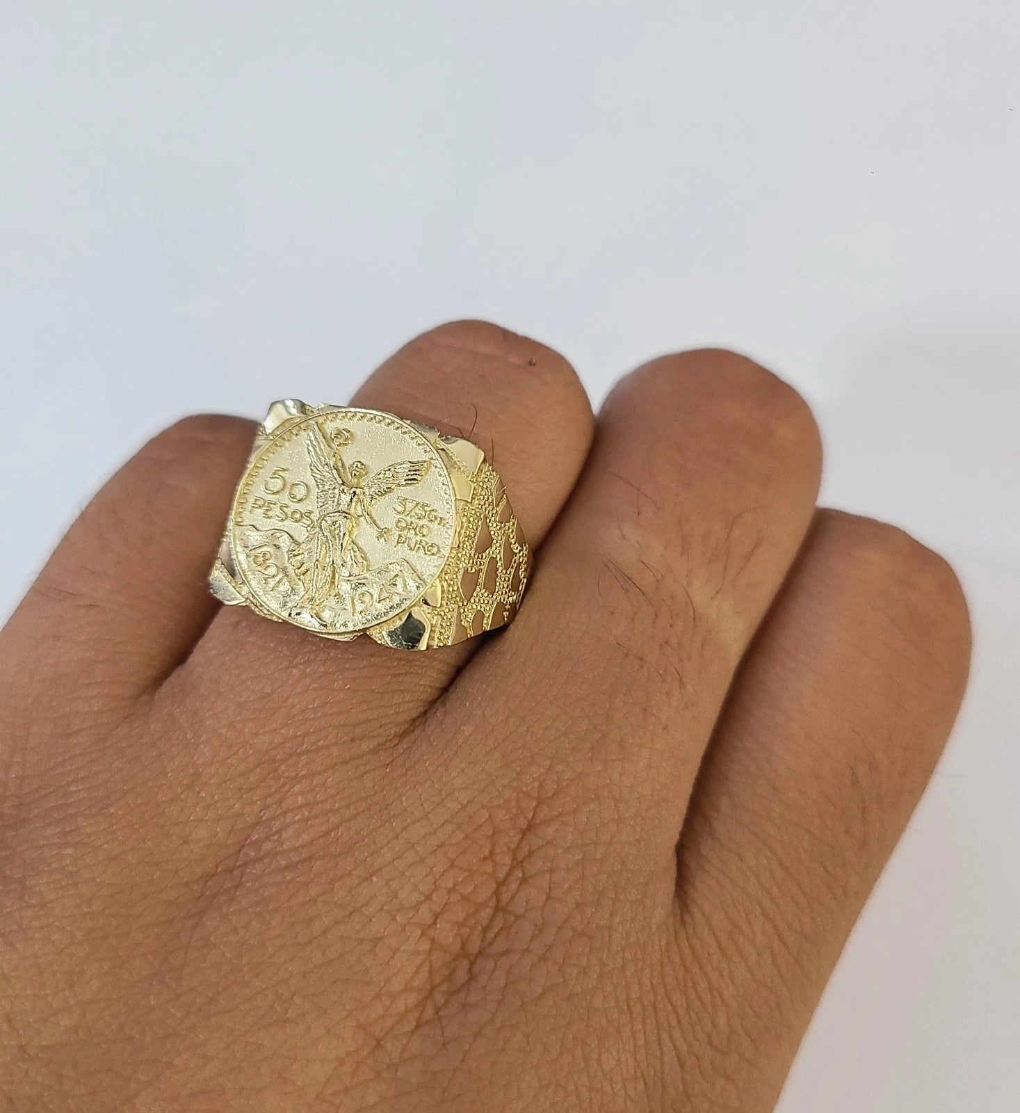 10k 50 Pesos Coin Centenario Ring Yellow Gold Men Women Real Genuine