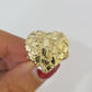 10k Nugget Heart Ring Yellow Gold Women Real Genuine Size 6 7 8 9 10 11 & 12