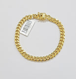 REAL 14k Gold Bracelet Miami Cuban Link 6mm 9 Inch For Mens, Box clasp , 10KT