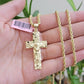 REAL 14k Gold Rope Chain Necklace Nugget Cross Charm Pendant SET 3mm 18 -26 Inch