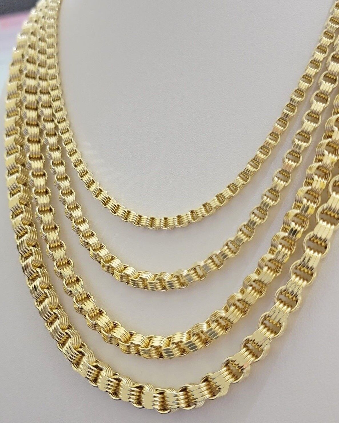 Real 10k Gold Box Byzantine Chain Necklace 20"-28" Inch 4mm 5mm 6mm 7mm 10kt Men