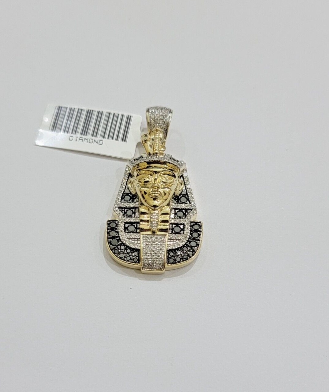 Black Diamond Pharoah Charm Pendant 10kt Yellow Gold 0.80 CT Chain Necklace SALE