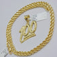 10k Yellow Gold Rope Chain 100 Charm Pendant Set 22 Inch 3mm Necklace REAL SALE
