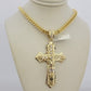 10k Yellow Gold Franco Chain Necklace Jesus Cross Charm Pendant 5mm 20-26 Inches