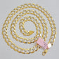 Solid 14k Gold Chain necklace Cuban Curb Link  9.5mm Two-Tone Diamond Cut 20-30"