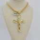 10kt Yellow Gold Franco Chain Necklace Nugget Cross Charm Pendant 5mm 20-26 Inch