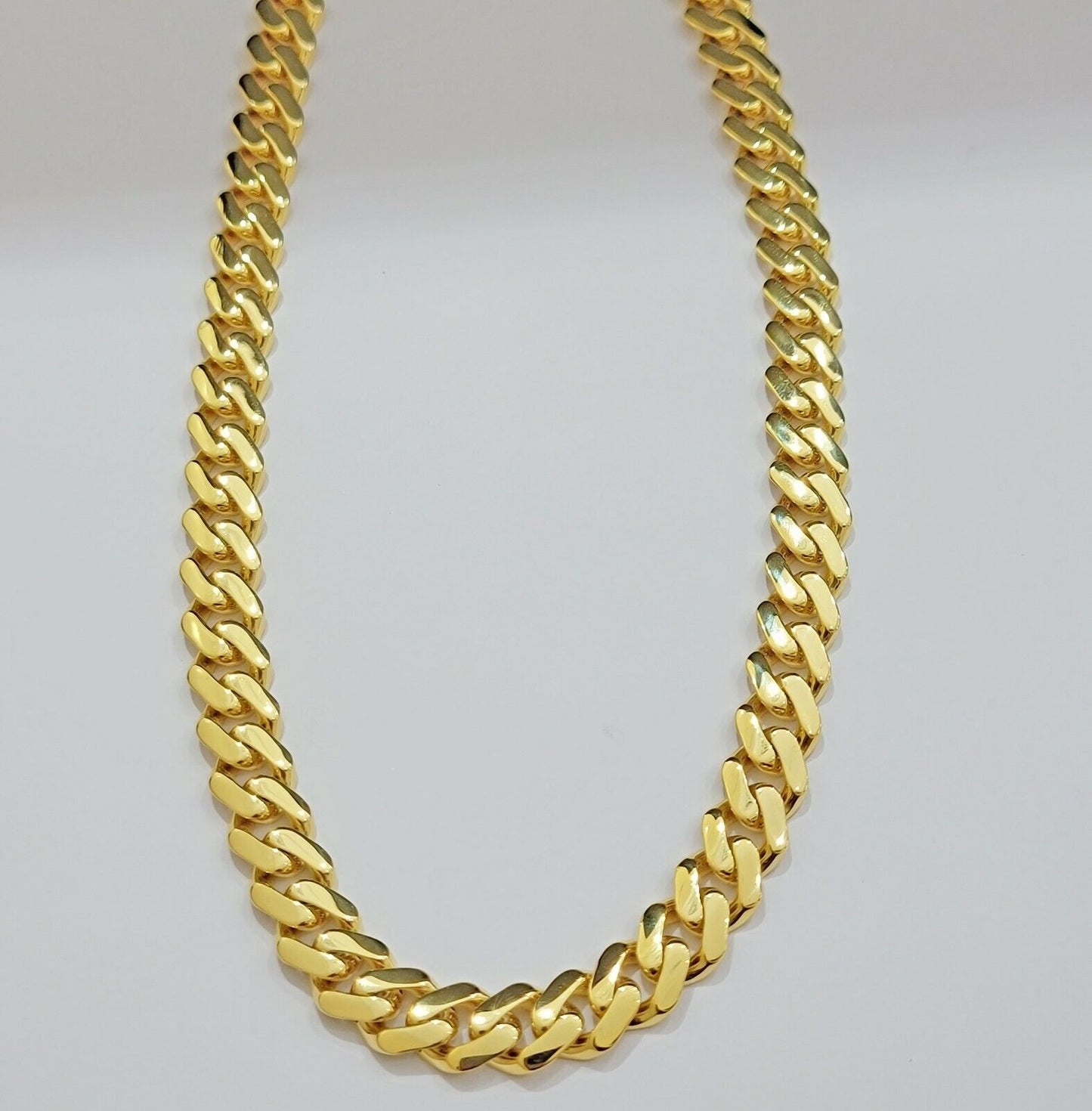 Real 10k Gold Chain Monaco Necklace Cuban Royal Link 8.5 Mm 22" Inch Plain ,10KT