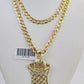 10k Gold Chain Necklace Basket Ball Pendant Set Cuban Curb 5mm 20"-28" Charm