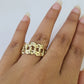 Real 10k Cuban Curb Ring Yellow Gold Women Men Genuine 10Kt