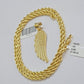 10k Gold Rope Chain Angel Wing Charm Pendant Set 22" Inch 3mm Necklace REAL SALE
