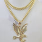 10k Gold Chain Eagle Pendant Set Miami Cuban link Necklace 5mm 20"-30" Charm