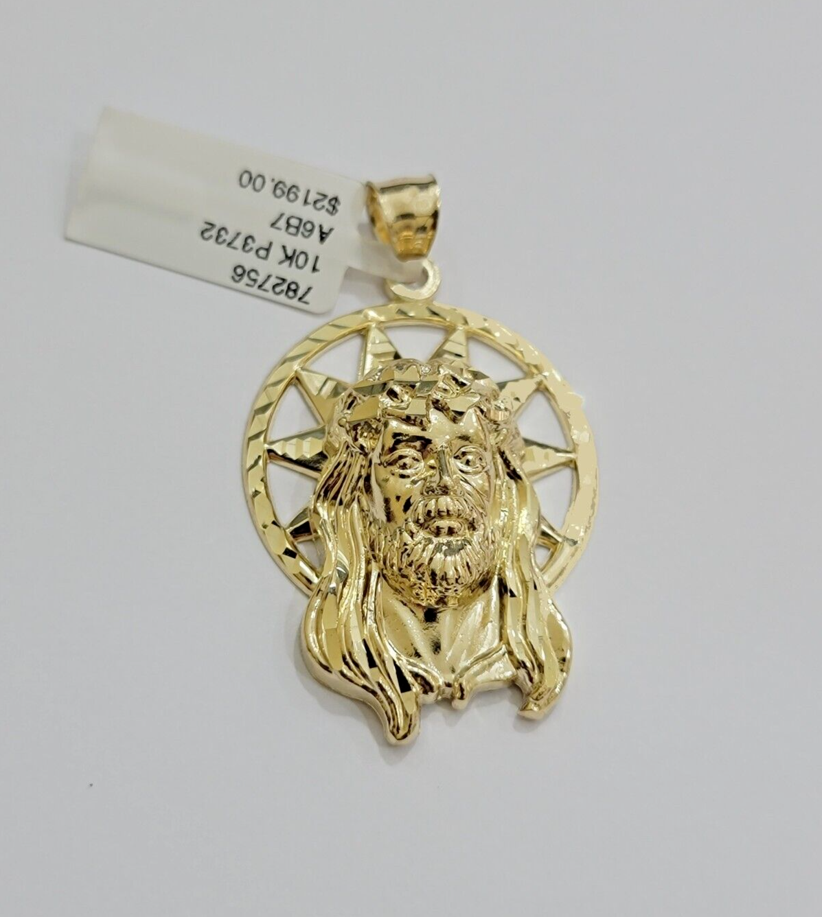 Real 10K Yellow Gold Jesus Pendant Mens Star Head Charm 1.5 Inch For Chains SALE