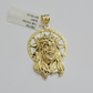 Real 10K Yellow Gold Jesus Pendant Mens Star Head Charm 1.5 Inch For Chains SALE