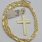 10k Gold Milano Rope Chain Plain Cross Charm Pendant Set 18-24'' Inches Necklace