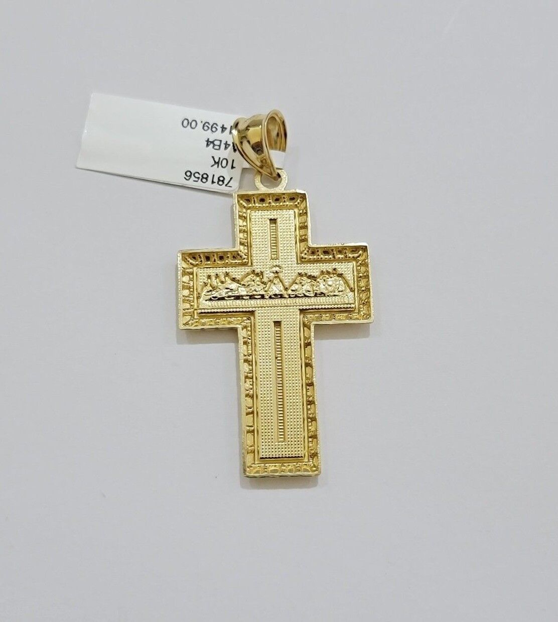 10k Yellow Gold Rope Chain Last Supper Cross Charm Pendant 18-28'' Inch Necklace