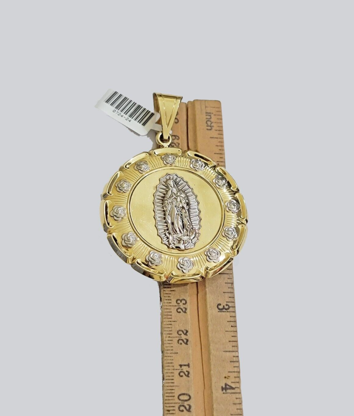 Real 10k Yellow Gold Jesus Virgin Mary Charm Pendant Two-Tone For 10kt Chain NEW