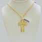 10k Yellow Gold Rope Chain Last Supper Cross Charm Pendant 18-28'' Inch Necklace