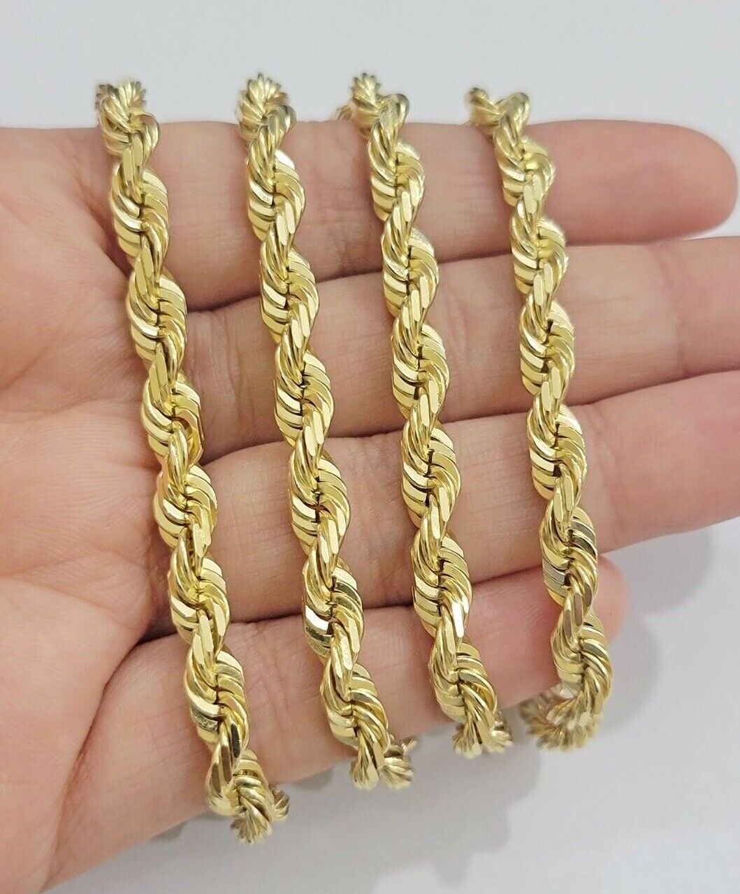 Real Solid Gold 14k Rope Chain Necklace 6mm 20-26