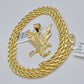 10k Gold Rope Chain Eagle Charm Pendant Set 22'' Inches 3mm Necklace REAL SALE
