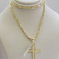 10k Gold Milano Rope Chain Plain Cross Charm Pendant Set 18-24'' Inches Necklace