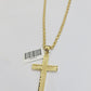 10k Gold Rope Chain Cross Charm Pendant Set 18"-28" inch 3mm Necklace, REAL 10KT