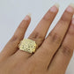 10k Nugget Ring Cuban Yellow Gold Women Men Real Genuine 10Kt