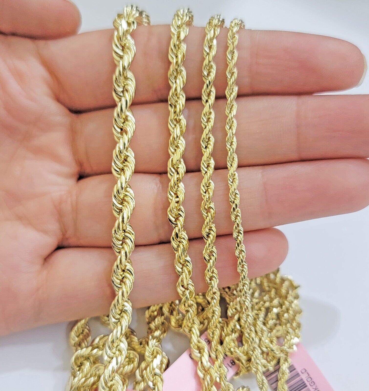 Real 14k Yellow Gold Rope chain necklace 3mm 4mm 5mm 18-26 Inch Men women