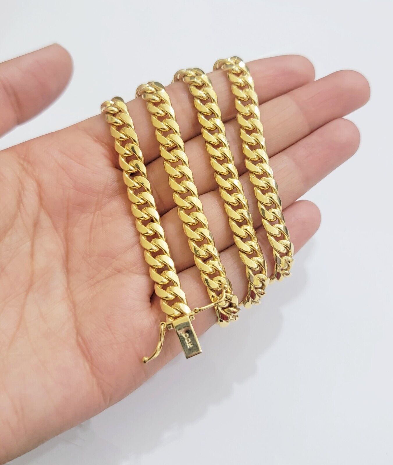 Real 10k Yellow Gold Chain necklace Miami Cuban Link 7mm 20" 22" 24 Inch 10KT