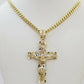 10k Yellow Gold Link Chain Pendant 5mm 18"-28" Miami Cuban Necklace Cross Charm