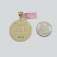 SOLID Real 14k Gold Charm Pendant Aztec Mayan Calendar 2" Men's Round Style 14k