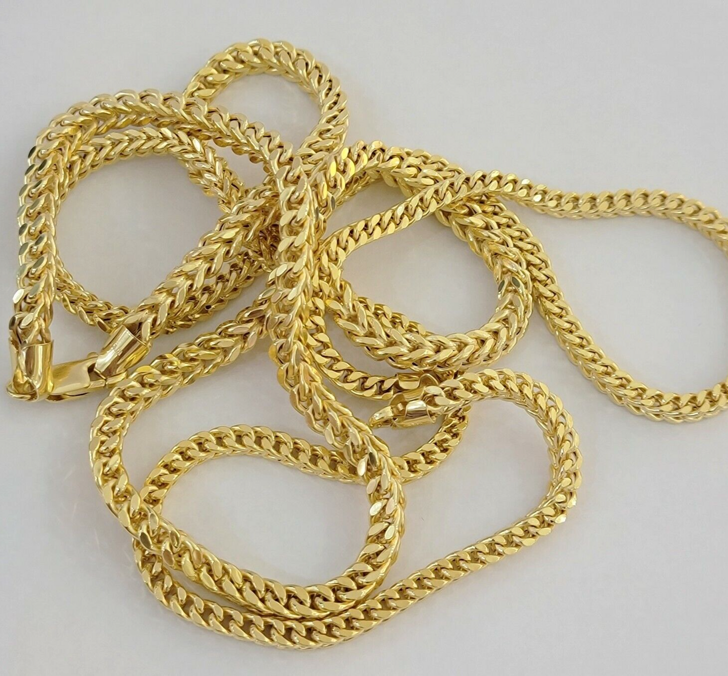 Real 14k Yellow Gold Franco Necklace Box Chain 22-26 Inch 3.5mm 14KT Mens SALE