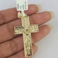 Real 10k Gold Byzantine Necklace Jesus Cross Charm SET Chain 18"-30" 3mm Pendant