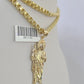 Real 10k Gold Byzantine Necklace Saint Jude Charm SET Chain 18"-30" 3mm Pendant