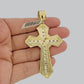 10k Yellow Gold Franco Chain Jesus Cross Charm Pendant 5mm 20-26 Inches Necklace