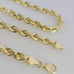 10k Rope Chain Necklace 6mm Solid link Diamond Cut 26" Men Women Yellow Gold